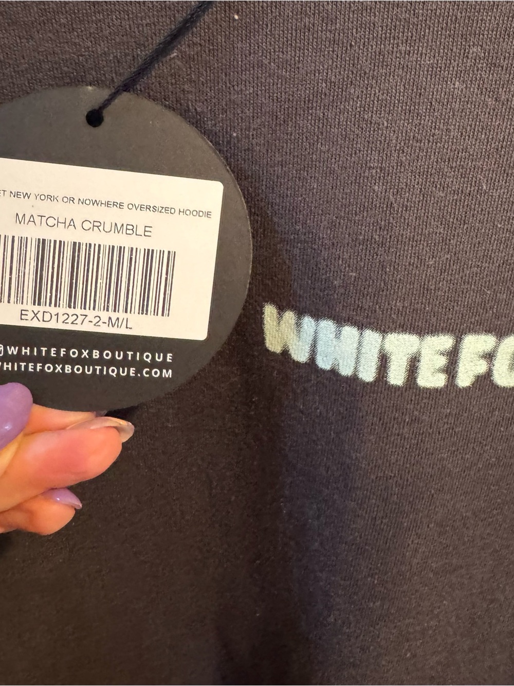 White Fox Boutique 11th Street New York or Nowhere Oversized Hoodie M/L - Picture 3 of 8